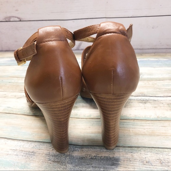 Joan & David Circa Leather Heeled Shoes Ankle Strap Open Toe Brown Sz 8 - Picture 6 of 8